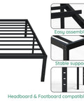 Heavy Duty 18 Inch Full XL Metal Bed Frame Zero Flex Rock Solid Steel Platform Base showing easy assembly features and stable support.