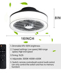 Dope 16 Inch Flush Mount Ceiling Fan With Lights Remote Control LED Dimmable 3 Color Temperature 7 Blade Enclosed Low Profile 72W 3 Speed Timed Bedroom with remote