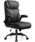 Ergonomic Big And Tall Office Chair With Breathable Leather All Day Comfort Boss Level Back Support Adjustable Flip Up Armrests Lumbar Support Swivel PC Chair With Rocking Function Built For Long Hours At The Desk