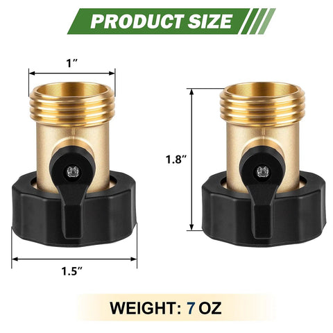 Solid Brass Garden Hose Shut Off Valve Three Quarter Inch Connector Heavy Duty Water Hose Stopper With Easy Turn Handle Two Pack Includes Four Extra Rubber Washers For Leak Free Control, 1-in valve size