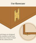 Antique Copper Finish H Style Cabinet Door Hinges Three By One And Five Eighths Inches Flush Mount showing installation on cabinet