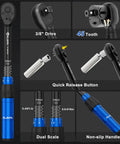 3/8 Inch Drive Magnetic Spark Plug Socket Set With Click Torque Wrench 5-45 Ft-Lb And 6.8-61 Nm, 14-Piece Swivel Kit View