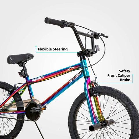 Gemsbok 20 Inch Kids BMX Bike for Boys and Girls Ages 7 to 12, Freestyle Starter Ride with flexible steering and caliper brake.