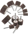 Top Shelf 12 Pc Brown Cylindrical Flap Wheel Kit For Rotary Drill Bits assortment for sanding and polishing various materials.