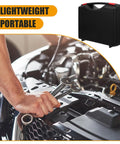Kickass Portable Plastic Toolbox Organizer With Secure Lid For Hand Tools And Diy Crafts Featuring Hella Roomy Interior For Small Parts Storage On The Go Perfect For Workshop Tasks And Mobile Jobsites in use with tools on a car engine.