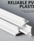 Close-up of two durable white vinyl channel pieces, part of the Two Pack 72 Inch Vinyl Sliding Screen Door Replacement Track Bottom Rail Kit.