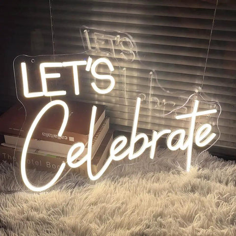 Celebrate LED Neon Sign for Wall Decor Indoor Bedroom Home Glow Up Light Up Sign Large Backdrop 23.6 Inch Warm White Flex Neon Lights