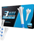 170 Pack Five Prong Plastic Golf Tees Set In Three Sizes Three And A Quarter Inch Two And Three Quarters Inch One And A Half Inch White Pro Grade