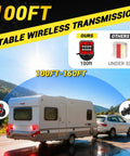 NOVCAPAR wireless trailer light kit with magnetic mount and Bluetooth tail lights installed on a towing caravan