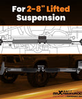 Dual Steering Stabilizer For Dodge Ram 2500 3500 4WD With Two Inch Lift G1 Version shown on lifted suspension diagram