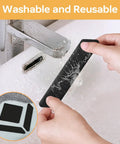 12 Piece Rug Gripper Kit Non Slip Rug Tape being washed under running water, highlighting reusable and washable features.