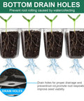 12 Pack Seed Starter Tray Set With 144 Cell Germination Trays And Humidity Adjustable Dome showing bottom drain holes