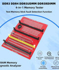 No Sweat 4 In 1 Pro Ram Diagnostic Tester Card For DDR3 DDR4 DDR5 UDIMM RDIMM Motherboard Slot Analyzer Kit front view showing memory slots.