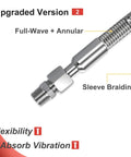 Heavy Duty Stainless Steel Air Compressor Jumper Hose One Inch By Twenty Feet with flexible BSPP swivel couplers and screw fit NPT adapter.