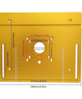 Universal Aluminum Router Table Insert Flip Plate with pre-drilled base, 240mm size, slick anodized finish for routing tasks.