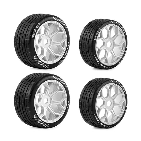 ARRMA 1/7 Scale RC Car Felony Infraction 6S RWD Upgrade Tire Set 2 Pieces Front And Rear 17mm Hex Wheels White For Mustang GT Style Racing