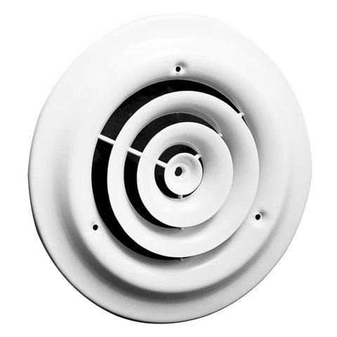 12 Inch Round Ceiling Vent Diffuser With Adjustable Airflow For Neck Opening White Duct Cover Easy Air Flow Control Energy Efficient Ventilation For Home Or Office 16 Inch Overall Diameter