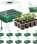 Ten Pack Seed Starter Tray Set With Extra Tall Humidity Dome showing 120 cells and toolkit for indoor gardening