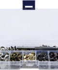 Hella Durable 125 Piece Chicago Screw Kit With Five Mixed Metallic Shades For Leather Crafting Shoes And Bags in clear case.
