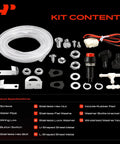 Top Shelf Universal Windshield Washer Pump And Fluid Reservoir Tank Bottle Kit With Slick 12 Volt Motor spray nozzle and accessories.