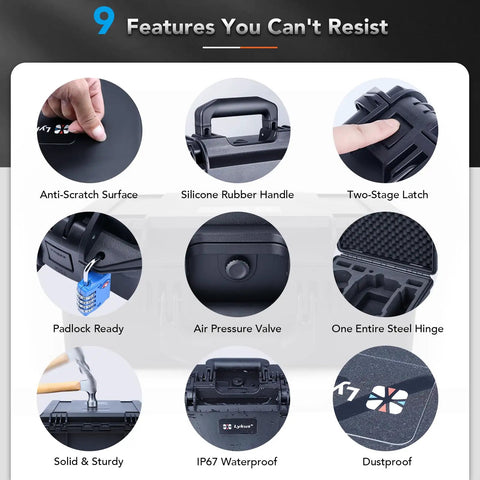 Nine features of Waterproof Hard Case For DJI Mini 4 Pro Mini 3 Pro And RC Transmitters RC 2 RC N2 N1 with foam padding.