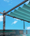 Aluminum Pergola With Retractable Canopy And Mosquito Netting, 10x13 Foot Outdoor Pavilion showing adjustable canopy detail