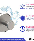 2-Pack Suction Cup Hooks For Shower And Bathroom No Drilling Towel Holder waterproof rustproof timeproof design nickel finish