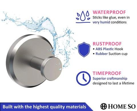 2-Pack Suction Cup Hooks For Shower And Bathroom No Drilling Towel Holder waterproof rustproof timeproof design nickel finish