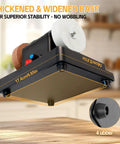 Grab And Go Cordless Mini Bench Grinder With Variable Speed Control Up To Seven Thousand RPM Dual Grinding Wheels Chew Through Metal Or Wood Like Butter Compact Job Site Essential showing thickened base for stability.
