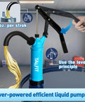No Sweat Lever Action Barrel Pump with lever mechanism, transferring 10 oz per stroke, designed for 55 gallon drum use.