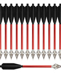 6.6 Inch Aluminum Mini Crossbow Bolts Set, 12 Pack, 50-80 LB Draw, Replaceable Sharp Blade Tips, Built Tough For Outdoor Hunting, Target Practice And Game, Red Finish displayed in a row