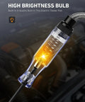 6V-12V-24V DC Car Electrical Test Pen With Alligator Clip And Long Steel Probe, Continuity And Voltage Fuse Tester For Sedan, SUV, RV And Truck, Handy Automotive Test Light For Quick Circuit Checks, clear bulb handle