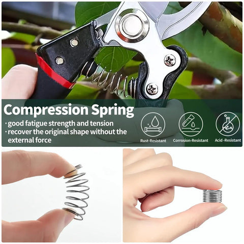Stainless Steel Small Spring Assortment Kit, 115 Pieces, 29 Sizes, compression spring held by hand and used in pruners
