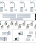 Heavy Duty Outdoor Sliding Barn Door Hardware Kit Made From Galvanized Steel With Anti Corrosion Finish, 450 Lbs Capacity components layout