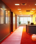 Beefed Up Crosshatch Carpet Runner And Rug Protector Mat That Blocks Spills Quick And Kills Slip Hazards With Waterproof Clear Vinyl Floor Covering For Deep Pile Carpets in a modern hallway.