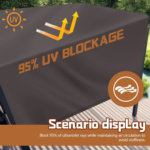All Weather Pergola Replacement Canopy For Outdoor Patio Porch Backyard 16 By 8 Ft Waterproof Shade Top Cover in Coffee with UV protection