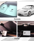 Tesla Model 3 And Model Y Front Window Sunshade 300T High Density Shade With Organizer Bag 2026 Car Accessory cabin view