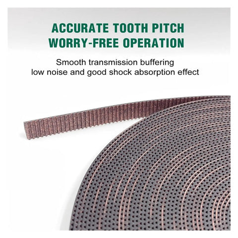 Heavy Duty GT2 Open Timing Belt For 3D Printing Rigs Smooth Operator Rubber Drive Belt shows textured surface for low vibration.