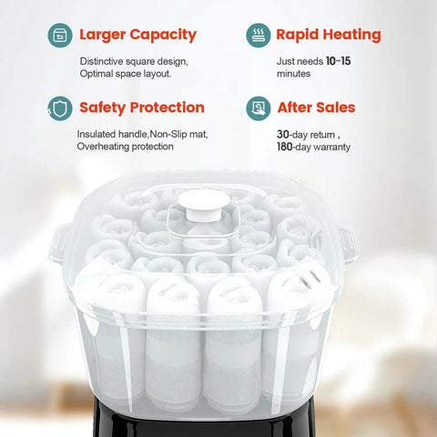 Rapid Heating Towel Warmer For Home Spa And Salon Holds 12 Mini Towels Portable Square Towel Steamer With Clear Lid