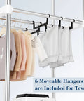 Portable Clothes Dryer With Timer, 60 Inch Laundry Wardrobe Dryer Rack For Home Easy Setup with hangers and towels shown