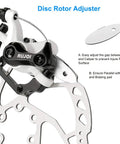 Heavy Duty Aluminum Disc Brake Kit For Road And Mountain Bikes features disc rotor adjuster, aluminum caliper and stainless steel rotor.
