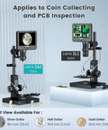 Five Lens 7 Inch HDMI Digital Microscope With Screen Ready To Roll 5000X Magnification For Coins Biology Soldering And Slides Mechanical X Y Stage 2160P Video LCD Display PC View 32GB Included, used for coin and PCB inspection
