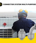 Heavy Duty 10 Pack 1 2 Inch Liquid Tight Connectors Npt Threads for Flexible PVC Electrical Conduit, shown with installation in view.