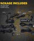 Hideaway Strobe Lights Kit With 4 High Output White Amber LEDs, 20 Flashing Patterns And Quick Select Control Panel package contents