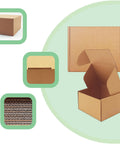 Rock Solid Brown Corrugated Shipping Boxes 6X5X3 Inches Bulk 28 Pack Sturdy Cardboard Mailers top view with open flap for easy packing.