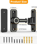 Keyless Entry Sliding Barn Door Lock Kit 2 In 1 with 90 Degree and 180 Degree Latches, hardware dimensions, luminous black finish