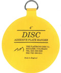 4" yellow adhesive plate hanger for slick vinyl record wall display mounts featuring invisible adhesive plate hangers.