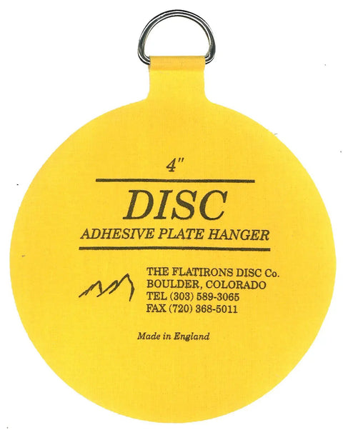 4" yellow adhesive plate hanger for slick vinyl record wall display mounts featuring invisible adhesive plate hangers.
