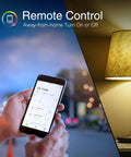 Person using phone to control lamp remotely with Smart WiFi Color Changing Light Bulb 2 Pack RGBW Works With Alexa And Google Assistant