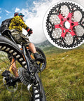 Cyclist on trail with 8 Speed 46T Hollow Mountain Bike Cassette Freewheel Kickass Upgrade for Smooth Shifting and Lighter Ride